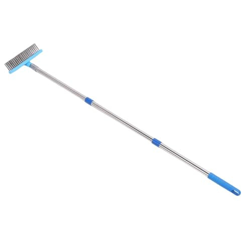 Jeffergarden Long Handle Scrub Brush Heavy Duty Stiff Wire Broom with Stainless Steel Telescopic Pole for Grime Moss Removal on Patio Deck Tile Garage Floor (120cm) - size: 120cm