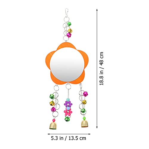 POPETPOP 1pc Hanging Chicken Mirror Toy with Bells Bird Mirror for Pet Supplies Fun Reflective Play for Hens and for Bird Cages and
