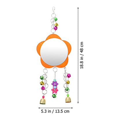 POPETPOP 1pc Hanging Chicken Mirror Toy with Bells Bird Mirror for Pet Supplies Fun Reflective Play for Hens and for Bird Cages and