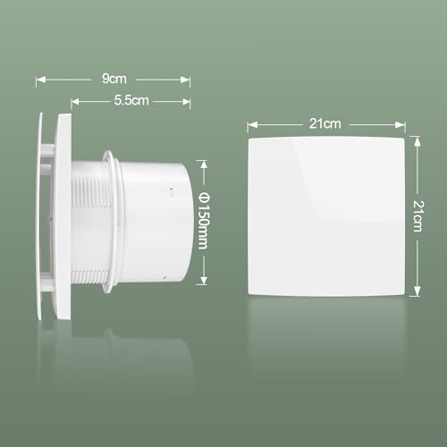 Bathroom Exhaust Fan 6 Inch Glass/Wall Mounted, Room Ventilation Fan Two-way Reversible EC Motor 10W,Air Vent Fan Remote Control with 70 Second Air Circulation,Four Speed Regulation, Low Noise,White - size: APC15-J-6in
