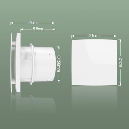 Bathroom Exhaust Fan 6 Inch Glass/Wall Mounted, Room Ventilation Fan Two-way Reversible EC Motor 10W,Air Vent Fan Remote Control with 70 Second Air Circulation,Four Speed Regulation, Low Noise,White - size: APC15-J-6in