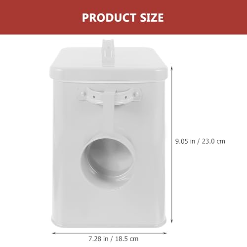 BESTOYARD 6L Metal Storage Bucket with Airtight Lid 9.05""x7.28""x6.49"" White Iron Dog Food Bin Keeps Kibble Dry for Kitchen Counter & Pantry