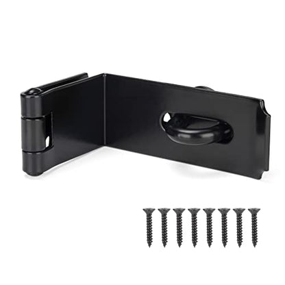 HILLMASTER Door Hasp Latch 90 Degree, 7-3/4" Extra Thick Heavy Duty Steel Safety Gate Door Lock Padlock Clasp Hasp Lock Latch for Fence Gate Barn Door Shed Closet Cabinet, Black Finish (Pack of 2) - size: Bendable (Pack of 2)