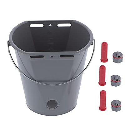 flexman 8L Cow Feeder Bucket, Lamb Milk Feed Bucket with Nipples Check Valves, Sheep Milk Feeding Bucket with Lifting Handle for Farms Livestock (for Cattle) - size: For cattle