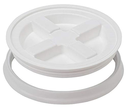 House Naturals 5 Gallon Food Grade BPA Free Made in USA Bucket Pail with Air Tight Double Gasket Screw On Lid (Pack of 2), Light Blue and Orange