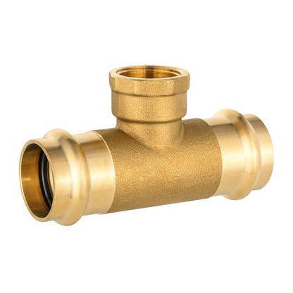 (Pack of 5) EFIELD 3/4 in. Copper Press x 3/4 in. Copper Press x 1/2 in. Female NPT Tee,Fitting for Portable Water (Brass Made),(PRESS242) - size: 3/4"P X 3/4"P X 1/2"F