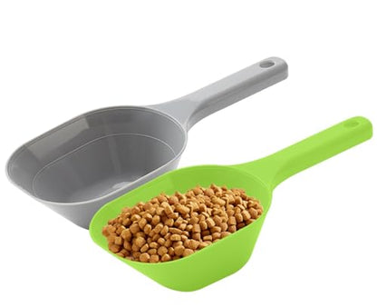 2PACK Dog-Cat Food-Scoop Measuring-Cup,1 Cup Capacity Versatile Plastic Pet Food Scoop with Measuring Lines 1 Cup and 1/2 Cup for Precise Portion Control (Grey and Green) - color: Green and Grey