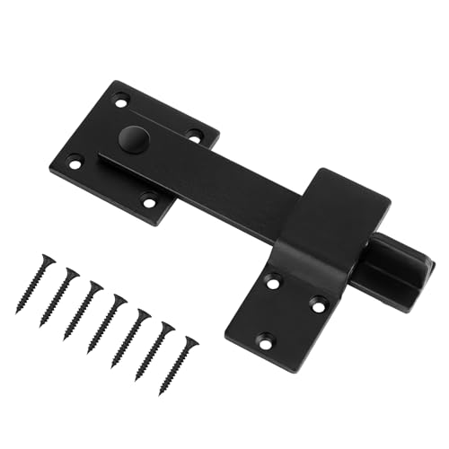 6" Door Flip Latch & Sliding Door Latch Gate Latch for Fence - Heavy Duty Solid Metal Rustic Hardware for Farm Gate, Shed, Cabinet, Sliding Doors - Extra Security & Privacy, Matte Black