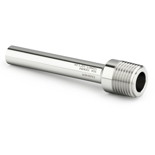 TAISHER 5PCS 304 Stainless Steel Pipe Fittings, 1/2" NPT Male Threaded, 4" Length Weld Nipple Cast Pipe - size: 1/2" NPT x 1/2" OD(4" Length)