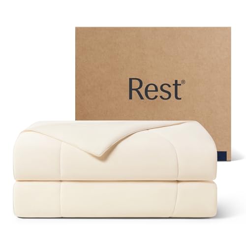 REST® Evercool® Cooling Comforter, Twin/Twin XL, Blanket for Hot Sleepers, All Season Bedding to Keep Cool for Night Sweats, Breathable Lightweight Blanket, 68"x90" Inches, Snow Ivory - color: Snow Ivory, size: Twin / Twin XL (68"x90")