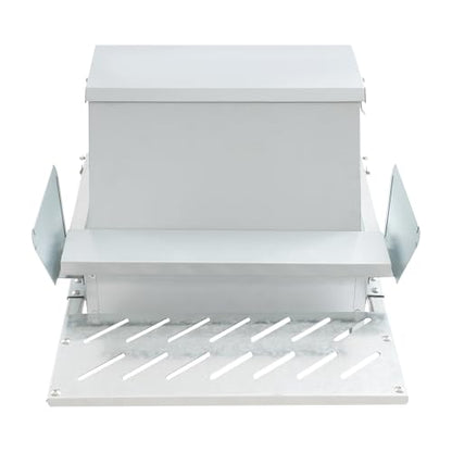 25LB Automatic Chicken Feeder with Rainproof Lid, Metal Treadle Feeder for Chickens, Ducks, Geese
