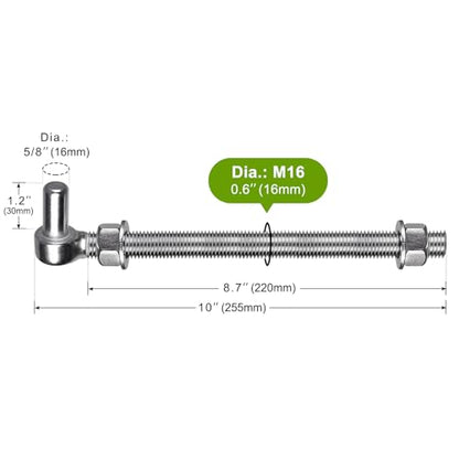 Insaga M16x 10'' J-Bolt Gate Hinge, 304 Stainless Steel J-Bolt Post Hinge for Farm Gate, 5/8" Male Pin J-Bolt Hinge for Chain Link Fence Gate, Gate Hinges for Metal Gates (2Pcs) - color: M16-10''-2PCS