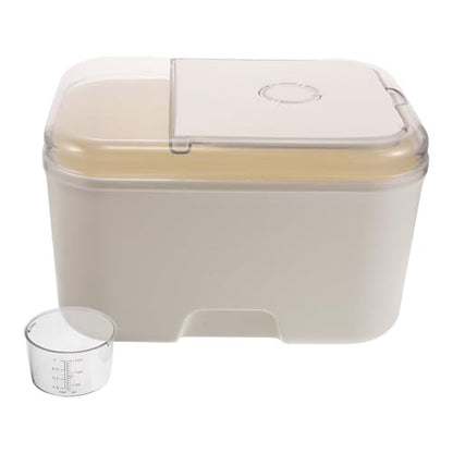 FUOYLOO 10 Kg Airtight Sealed Grain Storage Bucket for Cereal and Flour, Beige Plastic Food Container with Multipurpose Capacity for Kitchen Storage and Pantry Organization
