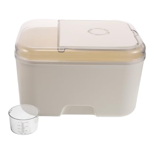 FUOYLOO 10 Kg Airtight Sealed Grain Storage Bucket for Cereal and Flour, Beige Plastic Food Container with Multipurpose Capacity for Kitchen Storage and Pantry Organization