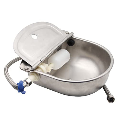Automatic Dog Water Dispenser Stainless Steel Drinking Bowl for Livestock | Self Filling,Keep Water Fresh, Anti-bite, Easy to assemble, Float Valve, Wall Mounted ,outdoor Indoor for chicken, Goat, Cat