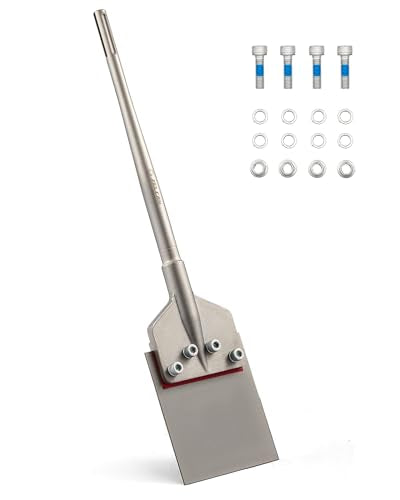 ZELCAN SDS Max Floor Scraper, 6 in. Heavy Duty Thinset Removal Tool with Extra Long Handle, Weldless SDS Max Chisel Bit with 4 Spare Bolts for Ceramic Tiles Hardwood Linoleum Epoxy Carpet