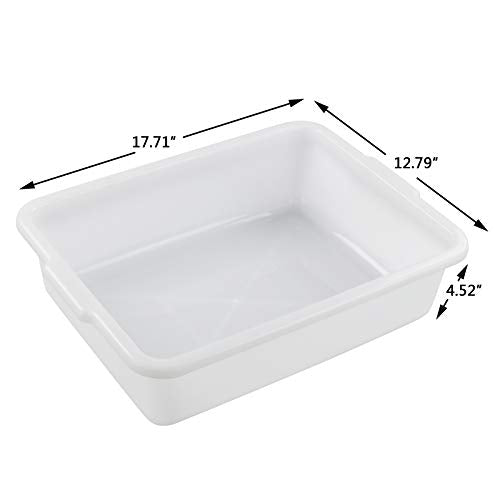 Kiddream Set of 4 Commercial Bus Box Tote, 13 Liter Large Plastic Bus Tub (White) - color: White, size: 13 Liter