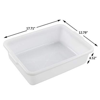 Kiddream Set of 4 Commercial Bus Box Tote, 13 Liter Large Plastic Bus Tub (White) - color: White, size: 13 Liter