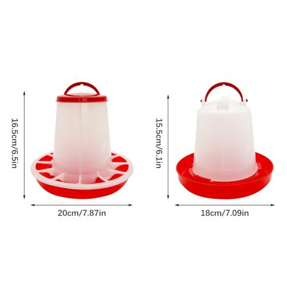 Chicken Feeder and Waterer Set, Chick Poultry Feeding Equipment Kit Automatic Feeding and Watering for Baby Turkey Guinea Fowl Quail Pigeons Ducks(2.2lb+1L)