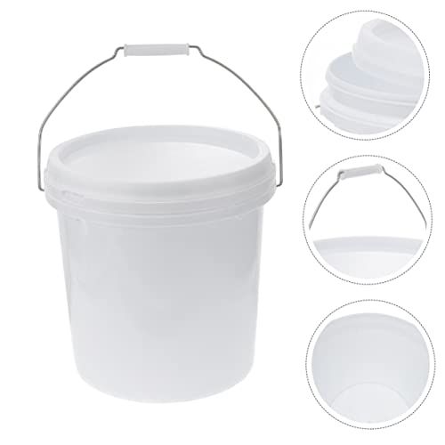 HEALLILY Food Container Sand Bucket All Purpose Pail 5 Gallon Buckets Food Storage Containers with Lids Airtight Pails Mop Bucket Toy Food with Cover Vomit Bucket Food Grade Plastic White