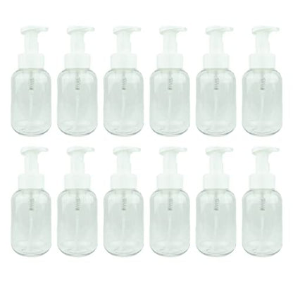 Plastic Clear 10oz Foam Soap Spray Bottle: 12 pack - Empty Spray Bottles - Clear Refillable Container for Water, Essential Oils, Hair, Adjustable Head Sprayer and Stream - size: 10 oz 12 PACK