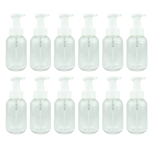 Plastic Clear 10oz Foam Soap Spray Bottle: 12 pack - Empty Spray Bottles - Clear Refillable Container for Water, Essential Oils, Hair, Adjustable Head Sprayer and Stream - size: 10 oz 12 PACK