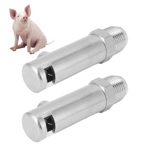 2PCS Stainless Steel Automatic Pig Nipple Water Drinker Feeders, Pig Nipple Waterer, Hog Nipple Waterer, Heavy Duty Water Drinker Feeder Watering Nipples for Piglets, Sows Drinking(#1)