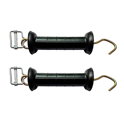 Q'mark 2 Pack Electric Fence Gate Handle with Poly Tape Buckle, Spring Handle, Black, 10 Inch x 2.3 Inch x 1.6 Inch