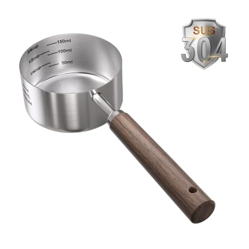 Dog-Cat Food Scoop Measuring-Cup - 3/4 Cup (6 Oz),304 stainless steels,Black walnut long handle - size: 3/4 CUP