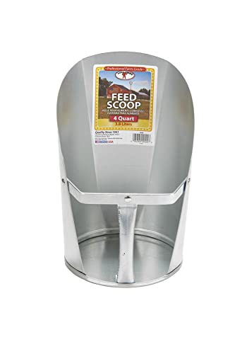 Little Giant® Galvanized Feed Scoop for Livestock | Heavy Duty Stackable Feed Scoop with Enclosed Handle (4 Quart, 1, Count) - style: 4 Quart
