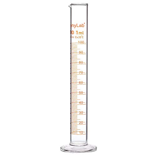 stonylab 1-Pack Graduated Cylinder, Borosilicate Glass 100 ml Heavy Wall Graduated Glass Measuring Cylinder - size: 100 ml