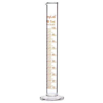 stonylab 1-Pack Graduated Cylinder, Borosilicate Glass 100 ml Heavy Wall Graduated Glass Measuring Cylinder - size: 100 ml