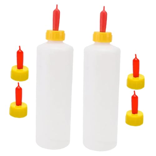 Mipcase 2sets Kitten Milk Replacement Bottle Small Animal Milk Feeders Replaceable Nipples for Calves Puppies Goats Sheep