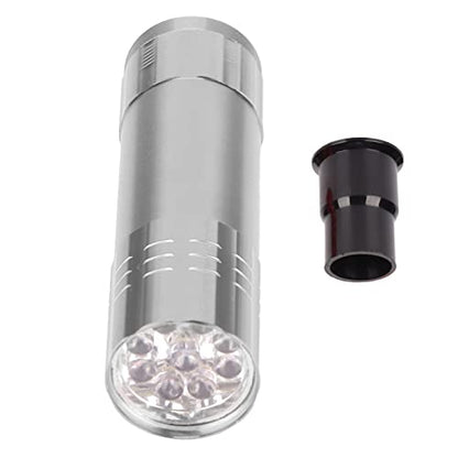 SUNGOOYUE Egg Candler Tester, Metal and Plastic LED Cool Light Egg Tester, Detachable Cone Spot Light, Battery Powered for Quail Duck Goose Chicken Eggs, Incubator Use (Silver) - color: Silver
