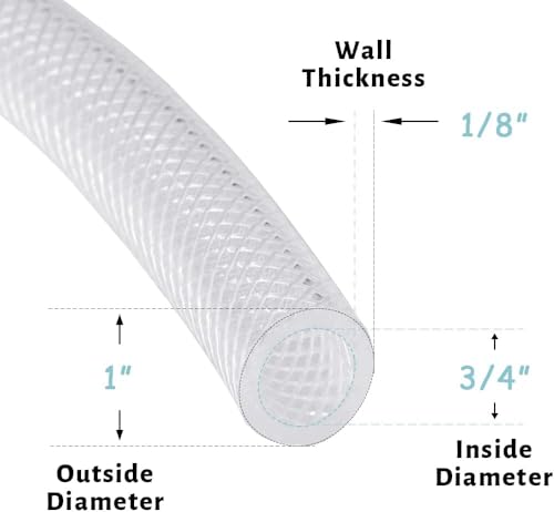 DAVCO 3/4" ID × 100 ft Heavy Duty Braided Clear Plastic Vinyl Tubing, Flexible High Pressure Reinforced PVC Vinyl Tube Hose, Non-toxic, BPA Free - size: 3/4"ID, style: 100 Feet