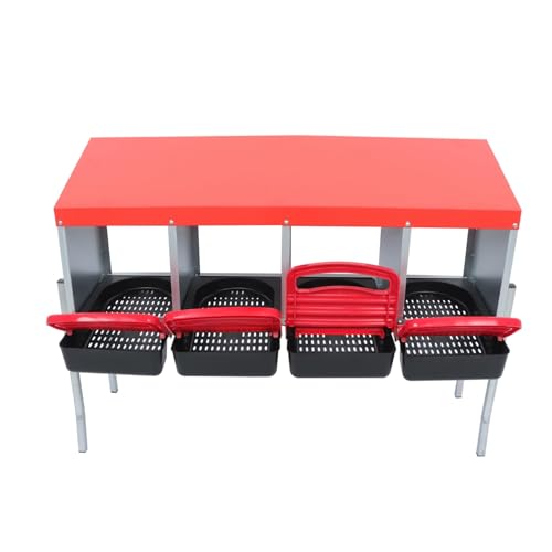 HOSTIC Red Nesting Boxes for 40 Coop with Lid with 4 Compartment Compartment Galvanized Stainless Steel and Plastic Nest Roll Out with Perch to 20 Hens