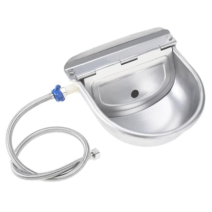 Stainless Steel Automatic Pet Water Dispenser,Automatic Dog Water Bowl Water Animals Waterer for Cattle Horse Goat Sheep Dog, with Floating Valve,Hose and Accessories(Without Drainage Hole)