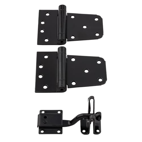 National Hardware N343-475 Self-Closing Gate Kit with Black Steel Hinges and Latch for Wood Vinyl Steel Gates 50 lbs Capacity WeatherGuard Protection Mounting Hardware Included - size: 0