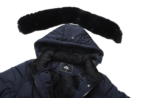 MOERDENG Women's Waterproof Long Winter Coat Thickened Down Alternative Jacket Warm Puffer Jacket Parka - color: Navy, size: X-Large
