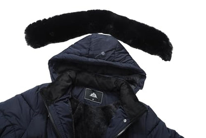 MOERDENG Women's Waterproof Long Winter Coat Thickened Down Alternative Jacket Warm Puffer Jacket Parka - color: Navy, size: Medium
