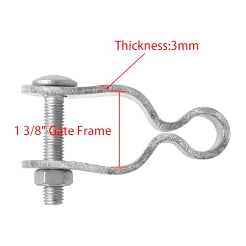 2-Pack T-Post Gate Hinge Kit, Heavy Duty 1-3/8" U-Bolt Clamps, Chain Link Fence Gate Hinge for Metal Posts & Chain Link Gates – Farm & Backyard Use (4)