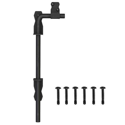 Sdstone 12 Inch Heavy Duty Cane Bolt Gate Drop Rod,Gate Ground Latch Hardware for Wooden Fences,Metal Gates Doors Stopper for Gate Ground (Black Finish,1 Pack) - size: 12 Inch