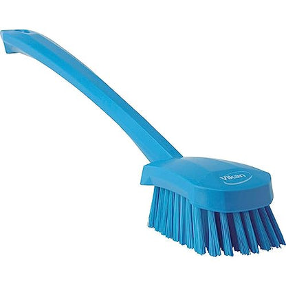 Vikan-41863 Long Handle Brush, 16"L, Stiff - Blue - color: Blue