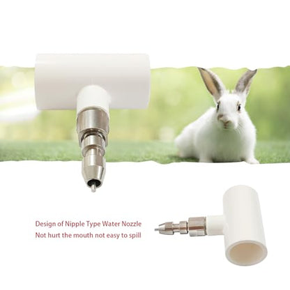 Stainless Steel Automatic Water Nipple System Kit with 1/2 Inch PVC Tee for Rabbits, Bunnies, Mouse(10pcs) - color: White-Flat mouth