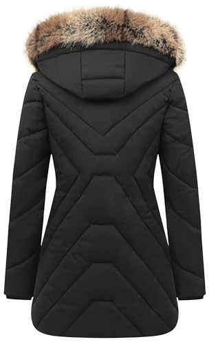 Women's Winter Coat Long Puffer Jacket - Waterproof Warm Thickened Snow Coat for Women - color: Black, size: XX-Large