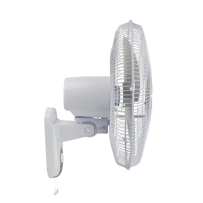Comfort Zone Oscillating Wall Mount Fan with Adjustable Tilt, 16 inch, 3 Speed, Metal Grille, 90 Degree Oscillation, Airflow 14.07 ft/sec, Ideal for Home, Bedroom, Gym & Office, CZ16W - style: 16" Standard