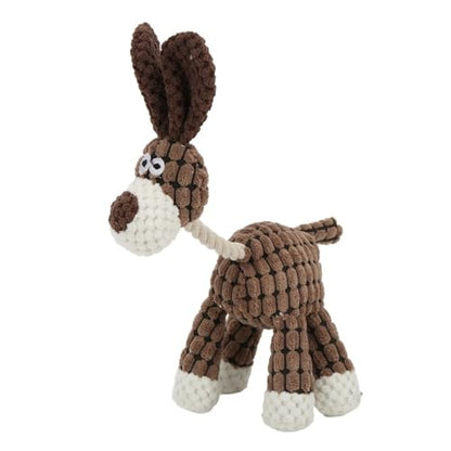 Pet Squeaky Chew Toy Interactive Durable Plush Dog Toy for Small Medium Large Breeds, Teeth Cleaning & Boredom Relief(Gray & Pink Donkey)
