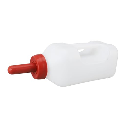 Rengue Calf Feeding Bottle, 2 Quart Thick Design Leakproof Nonslip Silicone Nipple, with Handle for Easy Feeding, Small (Horizontal Milk Pot)