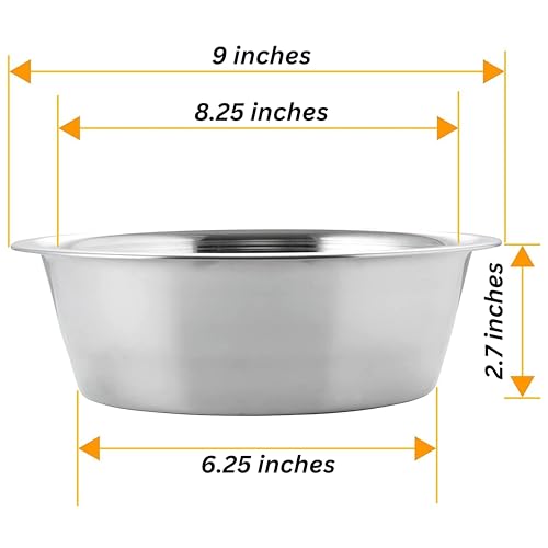 3-Pack Stainless Steel Dog Bowls 8 Cups (1.9L), Durable Metal Pet Food & Water Dish for Medium to Large Dogs – Rust-Resistant