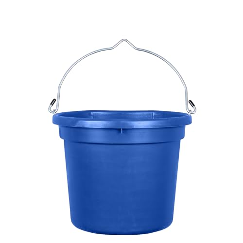 Dura-Tech Gold Flatback Bucket 18 Qt. | Designed by Professional Horsemen | Durable & Weather Resistant | Rubber Tipped Handle Ends - color: Royal